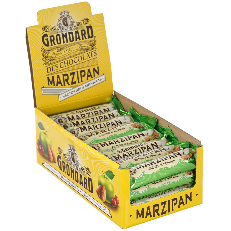  TM Grondard     (9388) Батончики глазированные Марципановые Яблоко-Корица, (24шт по 50г)     в Челябинске